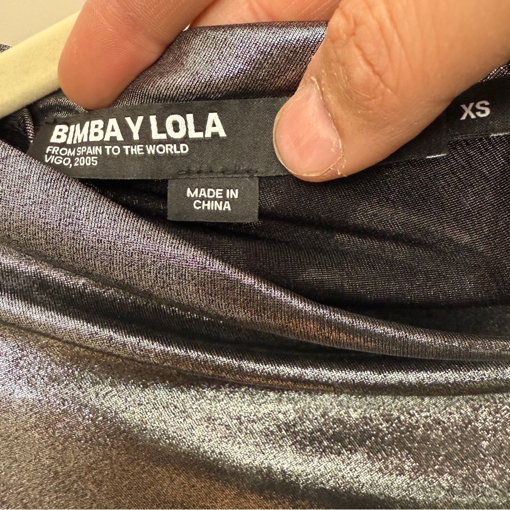 BIMBA Y LOLA 
LONG METALLIC SILVER DRESS SIZE XS - Picture 4 of 6
